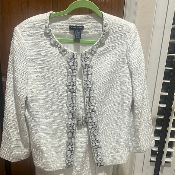 Boston Proper White Textured Blazer and dress Set 16 formal - Picture 3 of 8